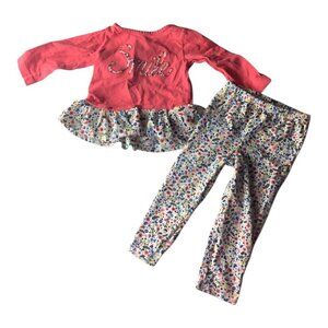 Carter's Outfit 2 pc Baby Girl‎ 18M Ruffled Top & Floral Leggings Multicolor